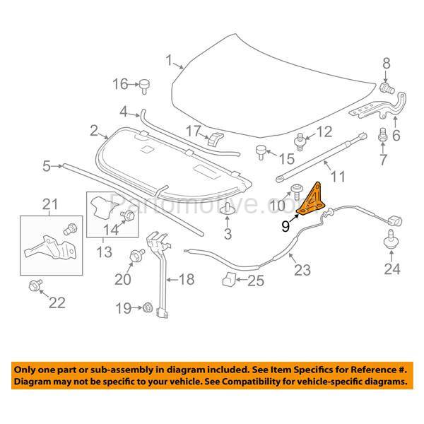 Hdh 1046l 09 17 Chevy Traverse Front Hood Hinge Bracket Lh
