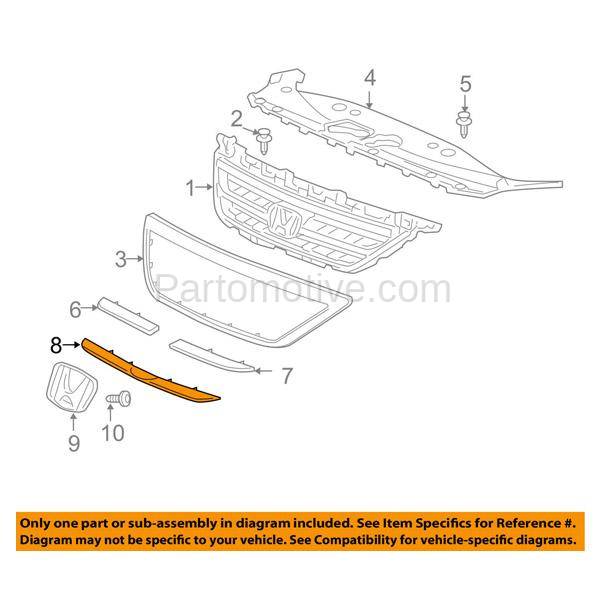 New Grille Trim Grill Lower Chrome for Honda Odyssey 05-07 HO1217103 71124SHJA01