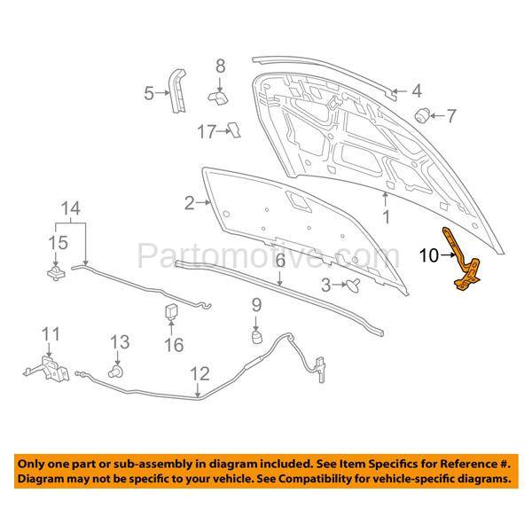 NEW HOOD HINGE RIGHT FITS 2011-2015 CHEVROLET CRUZE 95406039