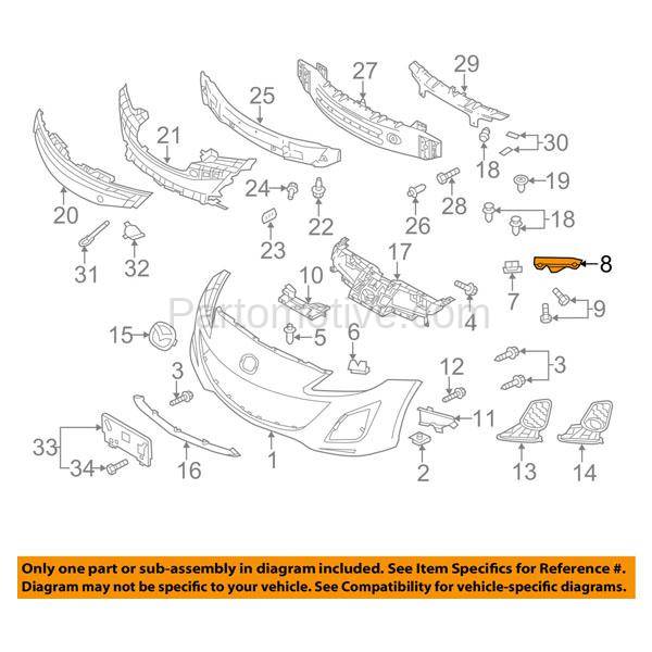 10-12 Mazda3 Front Bumper Cover Retainer Brace Support Bracket Left Driver Side