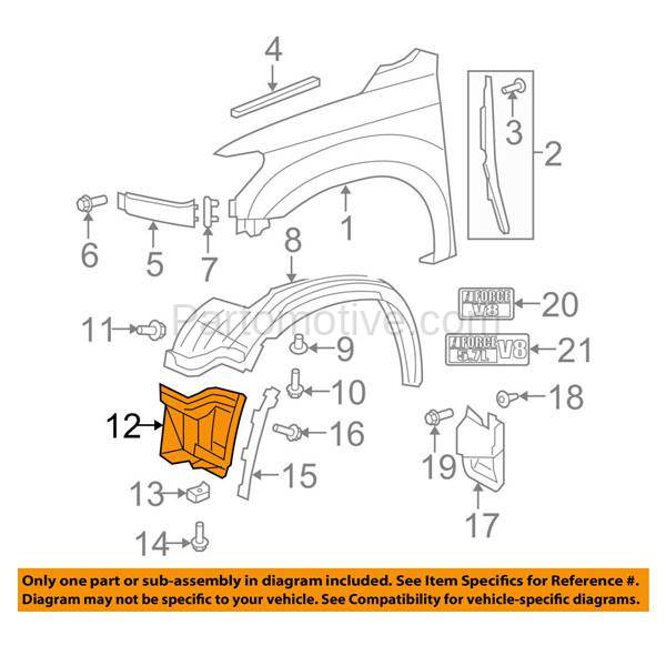 IFD-2025RC CAPA For 07-13 Tundra Truck Front Splash Shield Inner Fender