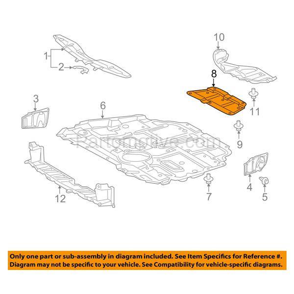 ESS-1628 2010-2012 Lexus HS250h & 2011-2013 Scion tC, 2008-2015 Scion xB & 2010-2015 Toyota Prius & 2012-2017 Prius V Rear Engine Splash Shield