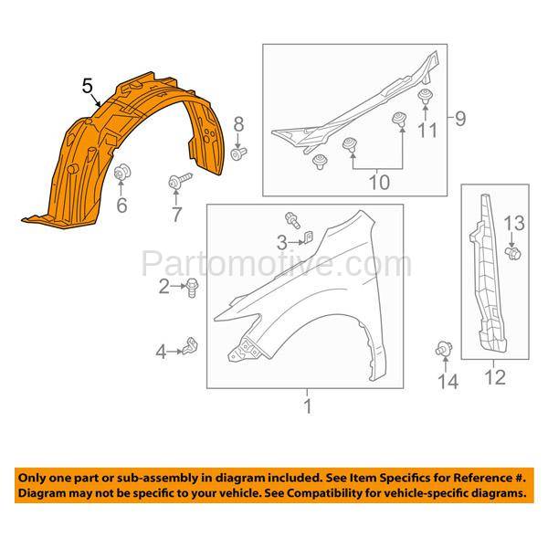 13 14 15 RDX Front Splash Shield Inner Fender Liner Panel Right Side AC1249129 