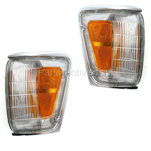 Corner Light Compatible with 1989-1991 Toyota Pickup Plastic Clear & Amber Lens With bulb Driver Side 