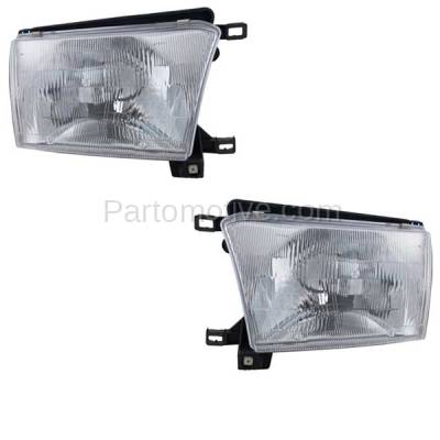 Aftermarket Replacement - HLT-1611L & HLT-1611R 1996-1998 Toyota 4Runner (Base, Limited, SR5) Front Halogen Headlight Assembly Lens Housing with Bulb SET PAIR Left & Right Side