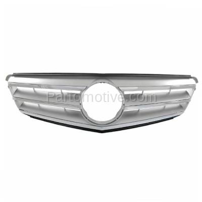 Aftermarket Replacement - GRL-2170C CAPA 2008-2014 Mercedes Benz C-Class (with Sport Package & without AMG Styling Package) Front Grille Assembly Chrome Shell Silver Insert