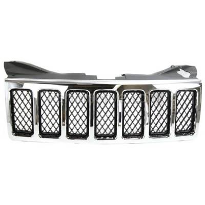 Aftermarket Replacement - GRL-1314 08-09 GR. Cherokee Front Grill Grille Assembly Chrome w/Black Insert 55079362AC