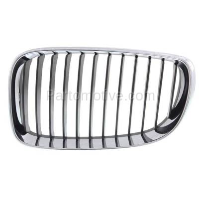 Aftermarket Replacement - GRL-1000L 2008-2013 BMW 1-Series (128i 135i 135is & M) Convertible & Coupe 2-Door Front Grill Grille Chrome/Black Plastic Left Driver Side