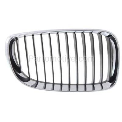 Aftermarket Replacement - GRL-1000R 2008-2013 BMW 1-Series (128i 135i 135is & M) Convertible & Coupe 2-Door Front Grill Grille Chrome/Black Plastic Right Passenger Side