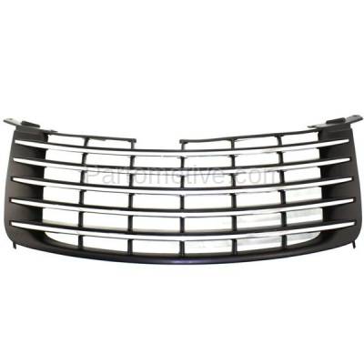 Aftermarket Replacement - GRL-1298C CAPA 06-10 PT Cruiser Front Grill Grille Black w/Chrome Molding 5179089AB