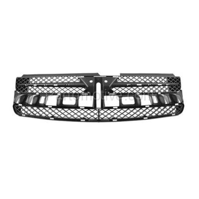 Aftermarket Replacement - GRL-2497C CAPA 2004-2005 Toyota Sienna Van Front Center Face Bar Grille Assembly Black Shell & Insert (with Holes For Chrome Strips) Plastic without Emblem