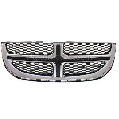 Aftermarket Replacement - GRL-1331 11-15 Grand Caravan Front Grill Grille Assembly Chrome w/Black Insert 68088969AC