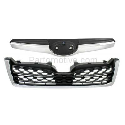 Aftermarket Replacement - GRL-2345, GRL-2346 2014-2016 Subaru Forester (2.5 Liter H4 Engine) 2-Piece Set Front Radiator Grille Assembly Dark Gray Shell Insert with Chrome Molding