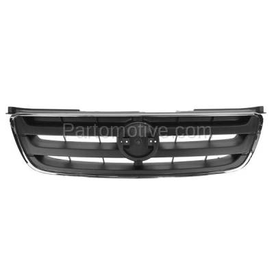 Aftermarket Replacement - GRL-2252C CAPA 2002-2004 Nissan Altima (Base, S, SE, SL) Front Center Face Bar Grille Assembly Chrome Shell with Dark Gray Insert without Emblem