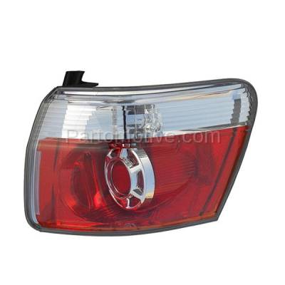 Aftermarket Auto Parts - TLT-1621RC CAPA 2007-2012 GMC Acadia 3.6L Outer Body Mounted Taillight Rear Brake Light Halogen (with Bulb) Red Clear Lens & Housing Right Passenger Side