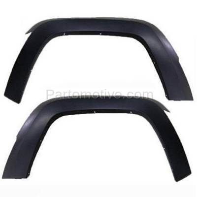Aftermarket Replacement - FDF-1017L & FDF-1017R 2008-2012 Jeep Liberty (3.7 Liter V6 Engine) Front Fender Flare Wheel Opening Molding Trim Arch Primed Plastic SET PAIR Left & Right Side