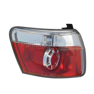 Aftermarket Auto Parts - TLT-1621LC CAPA 2007-2012 GMC Acadia 3.6L Outer Body Mounted Taillight Rear Brake Light Halogen (with Bulb) Red Clear Lens & Housing Left Driver Side