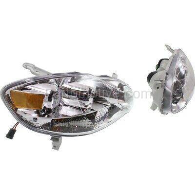 Aftermarket Replacement - KV-TY0308PHL Headlight For 2003-2008 Toyota Corolla Pair LH and RH Chrome Interior