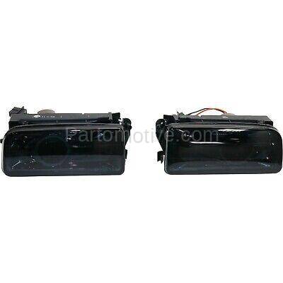 Aftermarket Replacement - KV-STYBM9298FL2 Fog Light Halo Projector Style For 1996-98 BMW 328i Pair LH & RH Smoked Lens E36