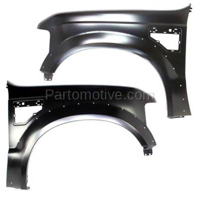Aftermarket Replacement - FDR-1286LC & FDR-1286RC CAPA 2008-2010 Ford F-Series F450 & F550 Super Duty Truck Front Fender (with Wheel Opening Molding Holes) Left & Right SET PAIR