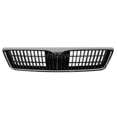 Aftermarket Replacement - GRL-1922 1996-1999 Infiniti I30 (Base & T) (3.0 Liter V6 Engine) Front Center Grille Assembly Chrome Shell with Black Insert Plastic