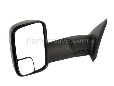 Aftermarket Replacement - LKQ-CH1320227OE 2002-2008 Dodge Ram 1500 & 2003-2009 Ram 2500, 3500 Truck Flip-Up Tow Mirror Manual, Manual Folding Textured Black Left Driver Side