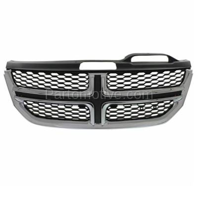 Aftermarket Replacement - LKQ-CH1200362OE 2011-2020 Dodge Journey (Models without Fog Lights) Front Center Face Bar Grille Assembly Textured Black with Chrome Molding Plastic