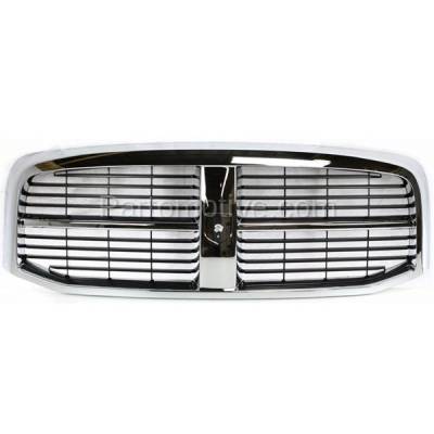 Aftermarket Replacement - LKQ-CH1200282OE 2006-2008 Dodge Ram 1500 & 2006-2009 2500 & 3500 Pickup Truck Front Center Grille Assembly Chrome Shell & Black Billet Style Insert Plastic