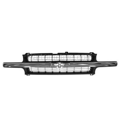 Aftermarket Replacement - LKQ-GM1200424OE 1999-2002 Chevrolet Silverado 1500/2500 & 2000-2006 Suburban & Tahoe Front Grille Assembly Dark Gray with Chrome Center Bar Plastic