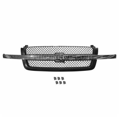 Aftermarket Replacement - LKQ-GM1200489OE 2002-2006 Chevrolet Avalanche (without Cladding) & Silverado Truck Front Grille Assembly Primed Shell & Mesh Insert with Chrome Center Bar