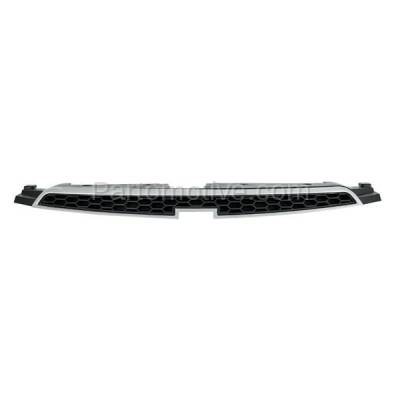 Aftermarket Replacement - LKQ-GM1200623OE 2011-2014 Chevrolet Cruze (1.4L 1.8L 2.0L Engine) Front Upper Main Grille Assembly Chrome Shell Painted Black Honeycomb Insert Plastic