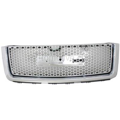 Aftermarket Replacement - LKQ-GM1200631OE 2007-2013 GMC Sierra 1500 Denali Pickup Truck (6.2 Liter V8 Engine) Front Grille Assembly Chrome Shell Painted Black Insert Plastic