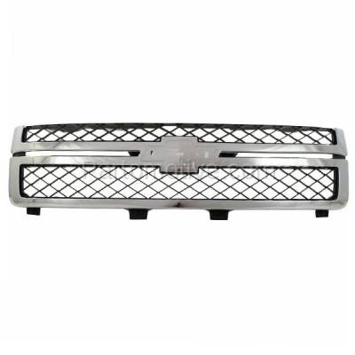 Aftermarket Replacement - LKQ-GM1200639OE 2011-2014 Chevrolet Silverado Truck 2500HD/3500HD Front Grille Assembly (with Emblem Provision) Dark Gray with Chrome Molding Plastic