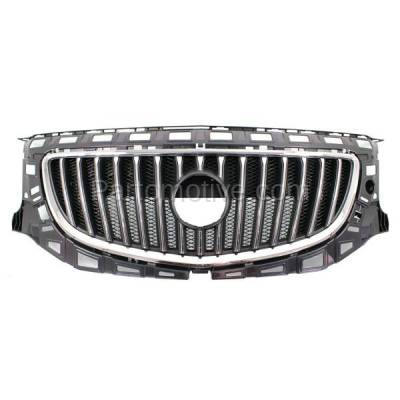 Aftermarket Replacement - LKQ-GM1200653OE 2011-2013 Buick Regal (Base & CXL) (4Cyl, 2.0L 2.4L Engine) Front Center Grille Assembly Chrome Shell with Painted Black Insert Plastic