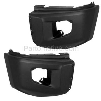 Aftermarket Replacement - BED-1132LC & BED-1132RC CAPA 2014-2019 Toyota Tundra Pickup Truck (without Park Aid Sensor Hole) Front Bumper Extension End Cap Textured Set Pair Right & Left Side