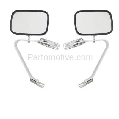 Aftermarket Replacement - MIR-1499L & MIR-1499R 1987-1991 Ford Bronco & F150 F250 F350 Pickup Truck Rear View Mirror Manual Folding Swing Lock Door Mount Chrome SET PAIR Left & Right Side