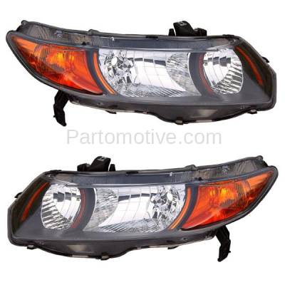 Aftermarket Replacement - HLT-1852L & HLT-1852R 2006-2009 Honda Civic Si (Coupe 2-Door) (6 Speed with Manual Transaxle) Front Headlight Head Light Lens & Housing SET PAIR Left & Right Side