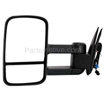 Aftermarket Replacement - MIR-1888AL 2003-2006 Cadillac Escalade (ESV/EXT) & Chevrolet Avalanche Rear View Tow Mirror Power, Heated, Telescopic Textured Black Left Driver Side