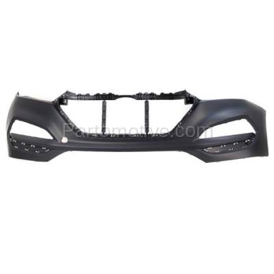 Aftermarket Replacement - BUC-3741FC CAPA 2016-2018 Hyundai Tucson Front Bumper Cover Assembly without Park Assist Sensor Holes (with Tow & Fog Light Holes) Primed Plastic