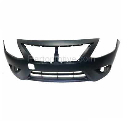 Aftermarket Replacement - BUC-3981FC CAPA 2015-2019 Nissan Versa Sedan (without Chrome Insert) Front Bumper Cover Assembly (with Fog Lamp Holes) Primed Plastic