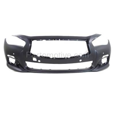 Aftermarket Replacement - BUC-3766FC CAPA 2014-2017 Infiniti Q50 (Hybrid Sport, Red Sport, Sport) Front Bumper Cover Assembly (without Object Sensor Holes) Primed Plastic