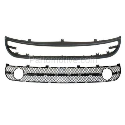 Aftermarket Replacement - GRL-2588 & GRT-1276 2001-2005 Volkswagen Beetle (Convertible & Hatchback) Front Bumper Cover Lower Grille Insert & Frame Kit Assembly Matte Black Plastic