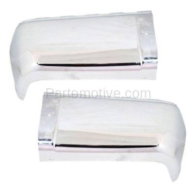 Aftermarket Replacement - BED-1037LC & BED-1037RC CAPA 2007-2014 Chevrolet Silverado & GMC Sierra 1500/2500HD/3500HD Rear Bumper Extension End Cap Chrome Steel Pair Set Right & Left Side