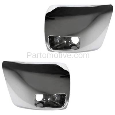 Aftermarket Replacement - BED-1038LC & BED-1038RC CAPA 2007-2013 Chevrolet Silverado 1500 Pickup Truck (Models with Fog Lamp) Front Bumper Extension End Cap Chrome Plastic Right & Left Side