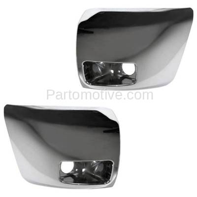 Aftermarket Replacement - BED-1038LC & BED-1038RC CAPA 2007-2013 Chevrolet Silverado 1500 Pickup Truck (Models with Fog Lamp) Front Bumper Extension End Cap Chrome Plastic Right & Left Side
