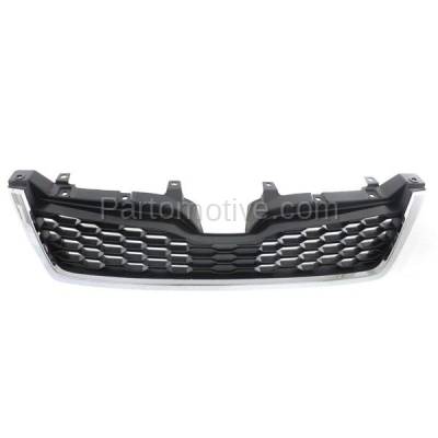 Aftermarket Replacement - GRL-2344 2014-2016 Subaru Forester (2.0 Liter H4 Turbocharged) Front Center Radiator Grille Assembly Textured Dark Gray with Chrome Molding