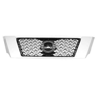 Aftermarket Replacement - GRL-2299 2013-2016 Nissan Pathfinder Platinum (with Around-View Monitor) Front Center Face Bar Grille Assembly Chrome Shell with Black Insert