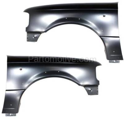 Aftermarket Replacement - FDR-1599L & FDR-1599R 1993-1997 Ford Ranger Front Fender Quarter Panel (with Emblem Provision) with Wheel Opening Molding Holes SET PAIR Left & Right Side