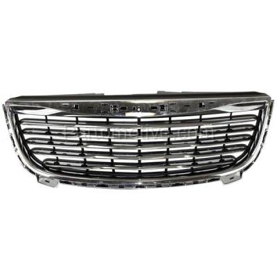 Aftermarket Replacement - GRL-1335 2011-2016 Chrysler Town & Country (3.6L Engine) Front Face Bar Grille Assembly Chrome Shell & Textured Black Insert Plastic without Emblem