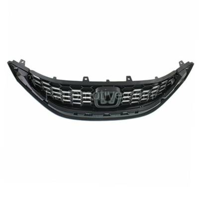 Aftermarket Replacement - GRL-1871C CAPA 2013-2015 Honda Civic (EX, EX-L, Si) (Sedan 4-Door) Front Center Face Bar Grille Assembly Painted Black Shell & Insert Plastic